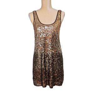 Express gold sequence tank dress. Size S.